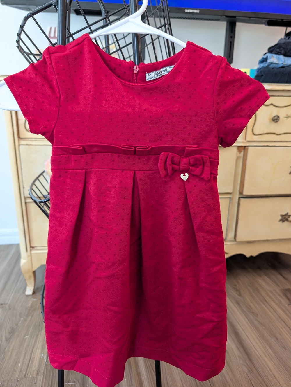 Mayoral Red Girls' Bow-Accent Party Dress